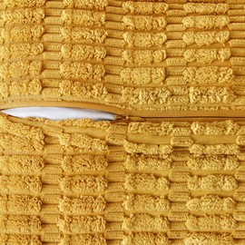 MIULEE Mustard Yellow Corduroy Decorative Throw Pillow Covers Pack of 2 Soft Striped Pillows Pillowcases with Broad Edge Spring Winter Modern Boho Home Decor for Couch Sofa Bed 20x20 Inch