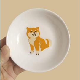 MISS TUTU 4pcs Ceramics Shiba Dog Seasoning Dishes Dipping Appetizer Plates