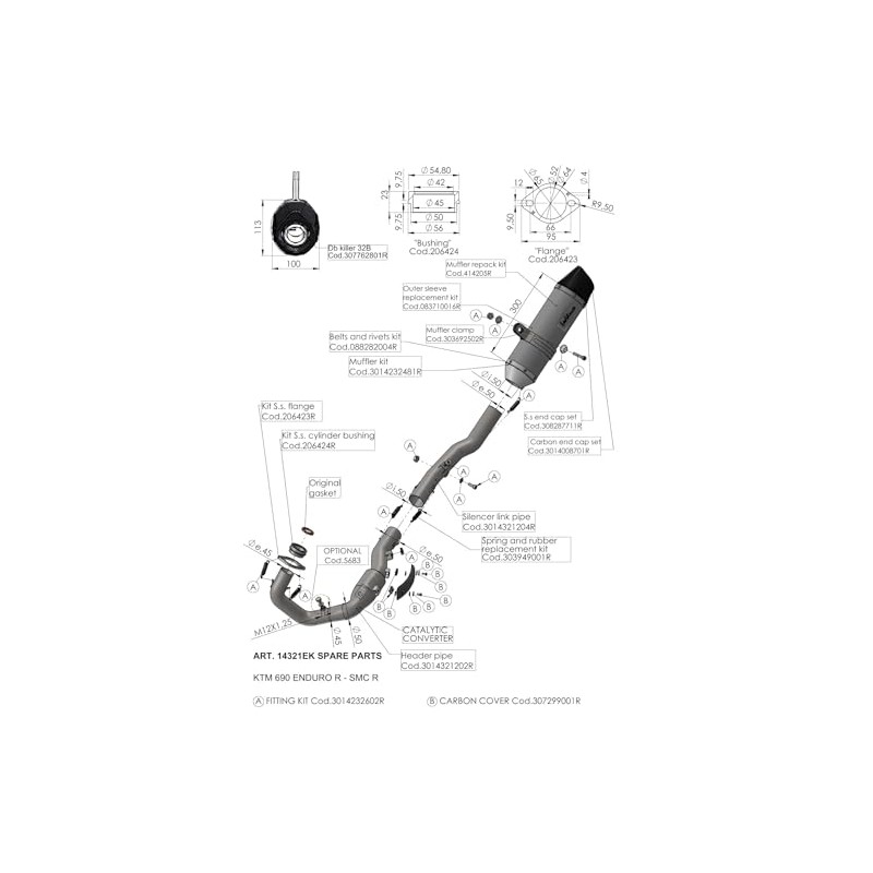 LeoVince Heat Shield Replacement Part Set Exhaust System Carbon for