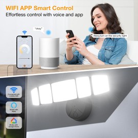 Onforu 120W Smart Flood Light Outdoor, 12000LM LED Security Light APP Control, WiFi Alexa Flood Lights Outside Floodlight with 5 Adjustable Heads, 2700K-6500K Exterior Light Fixture for Yard