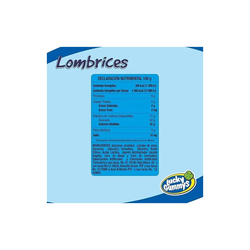 Gomitas Lucky Gummys Lombrices Sabor Frutal 1kg