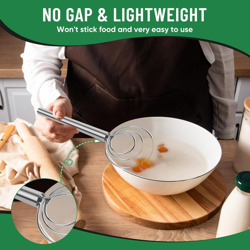 Agttete Danish Dough Whisk Stainless Steel Bread Whisk with Dough