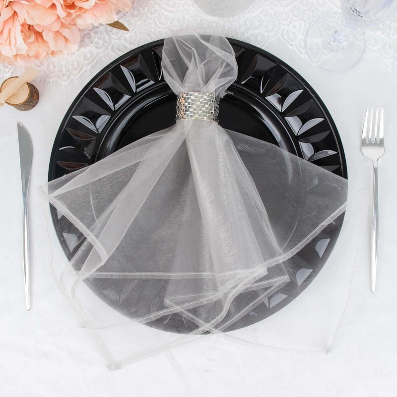 Tableclothsfactory 10 Pack | Silver Sheer Organza Decorative Dinner Table