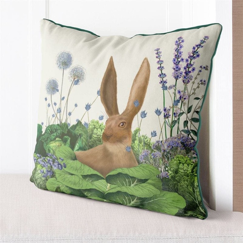 Kelly Stevens-McLaughlan, Rabbit in a Cabbage Patch # 5 Cushion
