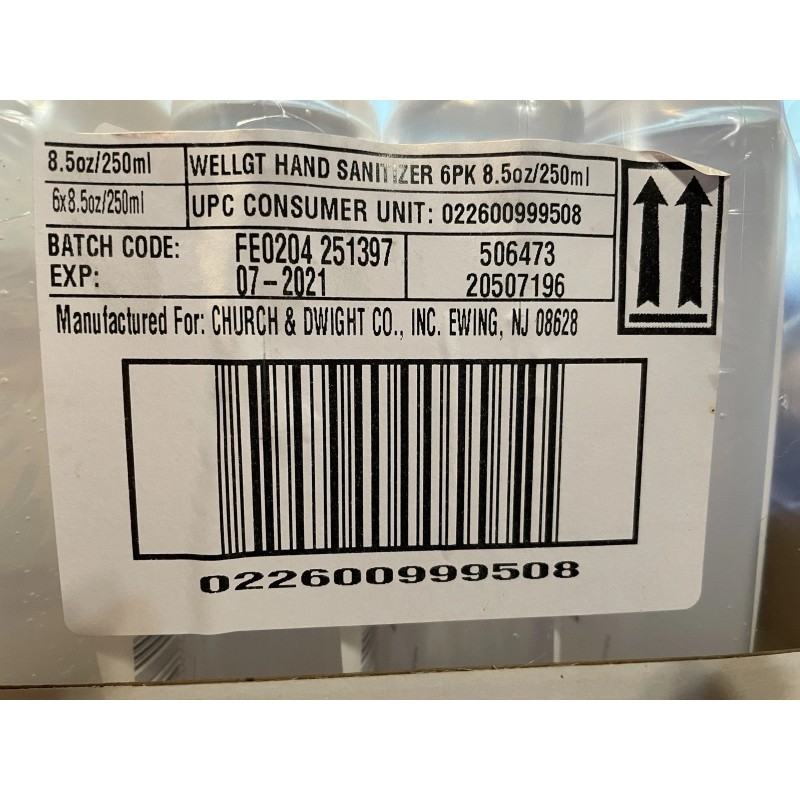 Wellgate Anti-Bacterial Hand Sanitizer 8.5 Oz (6 Pack) in package