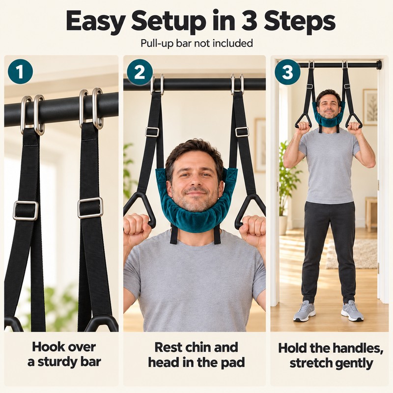 Cervical Neck Traction Device – Adjustable Neck Stretcher Belt with