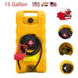 Garvee 15 Gallon Portable Moving Gas Caddy Fuel Storage Saving Tank W/ Pump Hose Yellow