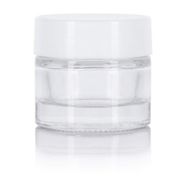 8 ml / 0.27 oz Clear Glass Thick Wall Balm Jars with White Smooth Foam Lined Lids (12 pack)