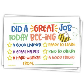 Cute Bee Classroom Incentive Cards to Send Home - Teacher Notes to Parents - Motivational Good Behavior Cards [Package of 50]