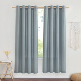 NICETOWN Stone Blue Thick Linen Curtains for Bedroom, Grommet Linen Blend Vintage Window Treatments Privacy Curtains That Let Light in for Living Room, 55" W x 72" L, Set of 2