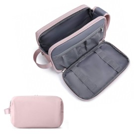 Cosmetiquera para Maquillaje para Mujer, Neceser de Viaje Impermeable, Organizador Higiene Baño Multifuncional, Bolsa de Cosméticos Portátil, Bolsa de Aseo con Gancho Colgante, Makeup Bag, Rosa