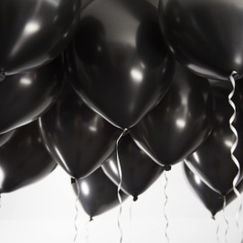 Black Balloons, 100% Pure Natural Latex, Premium Quality, Latex Party Balloons, Metallic Balloons, Birthday Decoration, Colourful Balloons 50