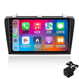1+32G Android 13 Double Din Car Stereo for Mazda 3 2004-2009 with 9 Inch Touchscreen Radio Built-in Wireless Carplay/Android Auto/GPS/Bluetooth/FM/AUX-in/Steering Wheel Controls/Backup Camera