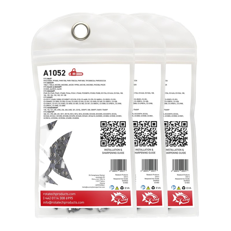 X3 (Three) 14" 35cm Rotatech Chainsaw Chains. 52 Drive Links,