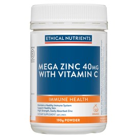 Ethical Nutrients Mega Zinc 40mg with Vitamin C Orange 190g