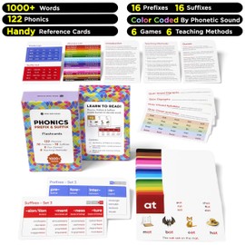 Think Tank Scholar Phonics Flash Cards (1000+ Words) Prefixes/Suffixes,122 Phonics Rules, 6 Teaching Methods & 6 Fun Learning Games – Preschool, Kindergarten, 1st, 2nd, 3rd Grade Homeschool Ages 4-8