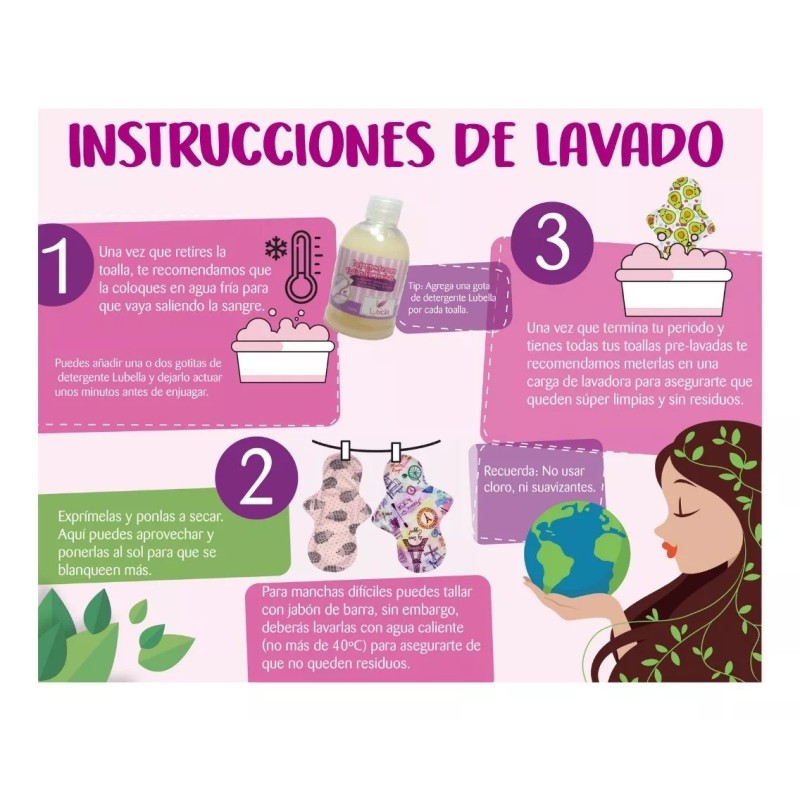 Lubella Detergente + Bolsa Para Guardar Toallas Sanitarias De Tela