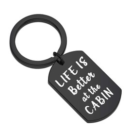 CHOORO Life is Better At the Cabin Key Chain Cottage County Jewelry Lake Life Gift Cabin Gift Fathers Day Gift For Him (CABIN keychain black)