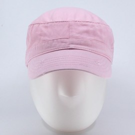 The Vintage Year Washed Cadet Cotton Twill Adjustable Military Radar Distressed Caps (Distressed Pink)
