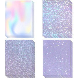 36 Sheets Self-Adhesive Transparent Holographic Films A4 Waterproof Holographic Laminate Sheets Transparent Holographic Vinyl Self-Adhesive Laminating Sheets 11.7" x 8.3" (Dot, Star, Colorful, Gem)