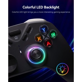 BINBOKPLAY Wireless Gaming Controller, Multi-platform Gamepad with LED Backlight, Dual Motors, 6-Axis Gyro, M Button Programmable, Compatible with PC, Steam, Android, Switch