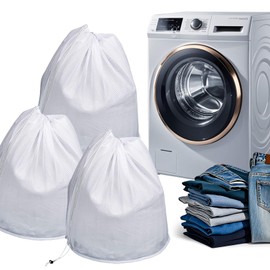 3PCS Laundry Bag - Mesh Laundry Bag 23 X 31.5 inch Large Mesh Laundry Bag Laundry Mesh Bag Heavy Duty Laundry Bag Mesh Bags for Laundry, Clothing, Washing Machine, Travel, Camping, Dorm, Sports