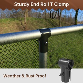 ForoGore 2 Pcs T Pipe Clamps - 1-5/8" x 1-5/8", Chain Link Fence End Clamps (Black)