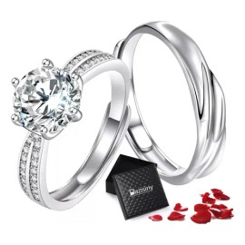 Pack de Anillos Dazisiny para Pareja, de Promesa y Compromiso Ajustables