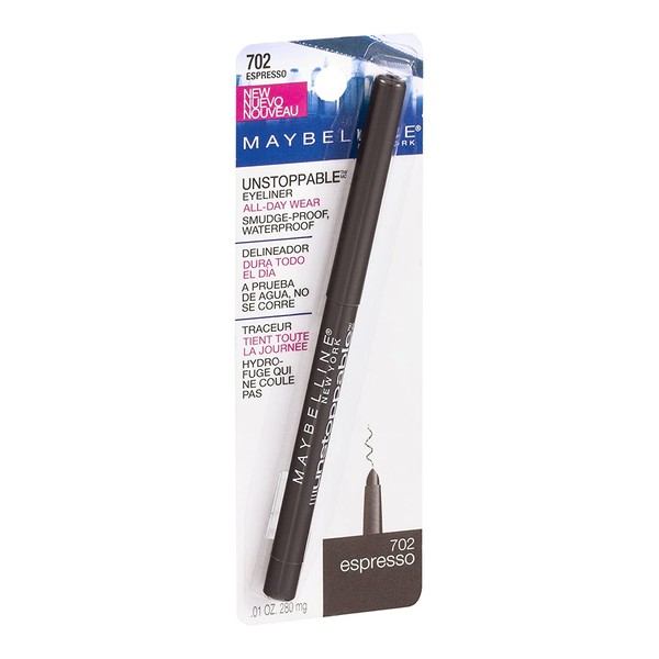 Maybelline Unstoppable Unstoppable Smudge-Proof Eyeliner, Waterproof, Espresso [702], 0.01 oz (Pack of 4)