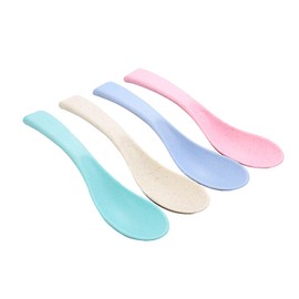 HugeDE 12 Pcs Reusable Dinner Spoons Portable Travel Spoons Plastic Cutlery Spoons Lightweight Tea Spoons Rice Dessert Spoons Soup Tasting Spoons