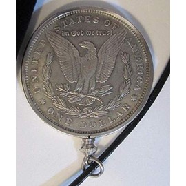 1893 Morgan Dollar Hobo Skull, PENDANT, 24 inches Leather Chord Necklace