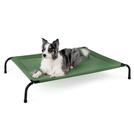 SIEMOUR Cooling Elevated Dog Bed for Extra Large Dogs with Non-Slip Floor Protectors & Breathable Mesh, XL Raised Indoor & Outdoor Dog Cot Hammock, 54" L x 35" W x 8" Th, X-Large, Green