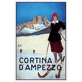 Schatzmix Tin Sign Cortina DAmpezzo Ski Metal Wall Decoration 20 x 30 cm Tin Sign