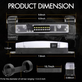 UTV Interior Dome Lights, RFROAD LIGHTING UTV Dome Light Battery Powered Universal Roll Bar Mount LED Light Utility Roll Cage Light for SXS RZR Polaris ATV Can am Car Cab - White/Green 2 Packs