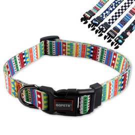 DDSCOLOUR Pet Collar,with Buckle Adjustable Dog Collar,Durable Heavy Duty D-Ring,Comfort Dog Collars Rainbow Pattern,Neck 13"-22" for Boy Girl Medium Dogs