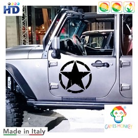 Destroyed Military Star Sticker US Army - Shapes Kit Pack - 2 Pieces - 4x4 Offroad Car Motorcycle - Various Sizes 5 10 15 20 25 30 cm - Made in Italy (5 cm, White)