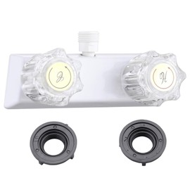 RV Shower Faucet, Dual-Handle Camper Shower Faucet with Acrylic Knobs, 4" RV Shower Valve Diverter, RV Outdoor Shower for RV, Camper Van, Outside and Inside Bathroom Shower (White)