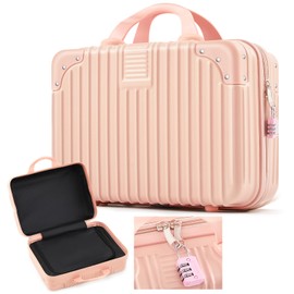 Amylove Discreet Lockable Storage Bag Box Organizer Storage Case with Lock for Women Men Lock Travel Bag, 12.6 x 9.8 x 6.7in(Pink)