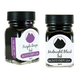 Monteverde 60ml Core Fountain Pen Ink Bottle (30ml Purple Reign Ink Bottle G309PR, 30ml Midnight Black Ink Bottle G309MB)