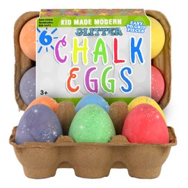 Kid Made Modern Glitter Egg Chalk - Set of 6 Vibrant Egg-Shaped Chalks for Kids - Non-Toxic, Washable, Dust-Free & Mess-Free - Fun Crafting & Drawing for Kids Ages 3+ and Beyond