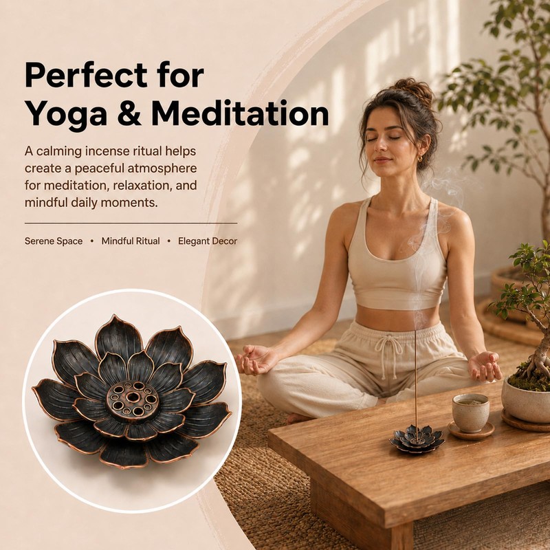 2 PCS Lotus Incense Holder, Double Layer Red Copper Incense