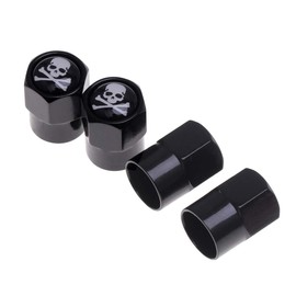 VICASKY Universal Fitment Valve Caps Skull Pattern 4pcs Black Car Dust Caps Sturdy and Waterproof