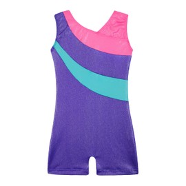DAXIANG - Maillot de gimnasia para niñas pequeñas, color morado brillante, talla 120, Púrpura (Sparkle Purple), 5-6 Años