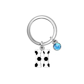 Casxyue Football Gifts Keyring for Women Girls Man Boys Initial Letter Keyring with Football Style Football Keyring Letter Football Party Gifts, H