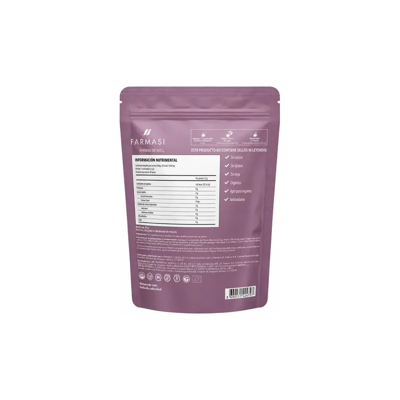 Matcha Tea: Matcha Orgánica Premium En Polvo 100g Farmasi