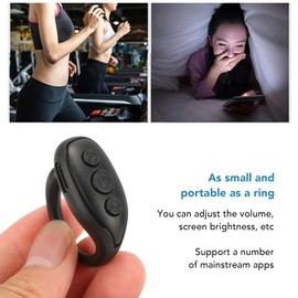 Mini Phone Remote Control Bluetooth App Page Turner Camera Video Recording Remote, Scrolling Controller for Video, Camera, and APP (Black)