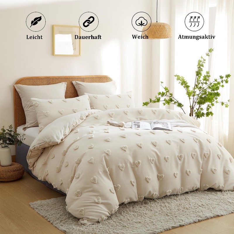 Lanqinglv Beige Bed Linen 135 x 200 cm Boho Tufted