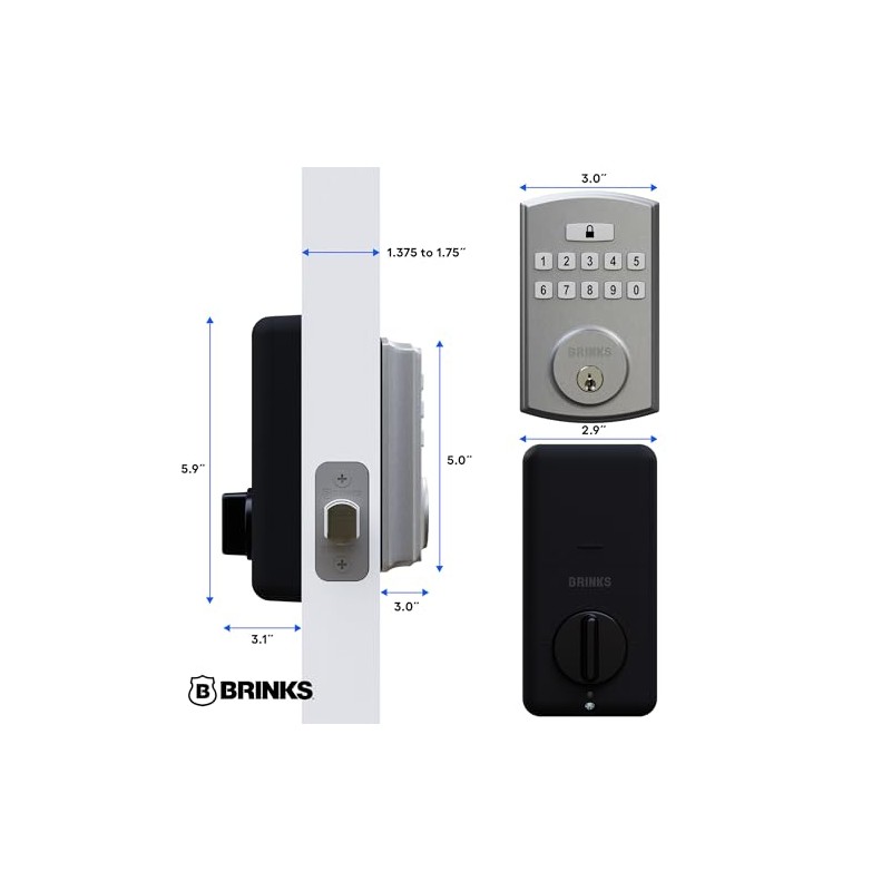 BRINKS Keyless Entry Door Lock Deadbolt, High-Security Keypad Door Lock