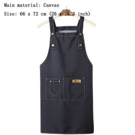 FAIRYGATE Black Aprons Catering Unisex Adjustable Bib Apron with Pockets Cooking Kitchen Chef Women Men Canvas Aprons for Home Kitchen Restaurant Coffee House A1508