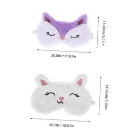 BESPORTBLE 2pcs Cute Plush Animal Sleeping Masks Fox Rabbit Eye Covers Soft Blindfolds for Teens Women Ergonomic Light Blocking Design